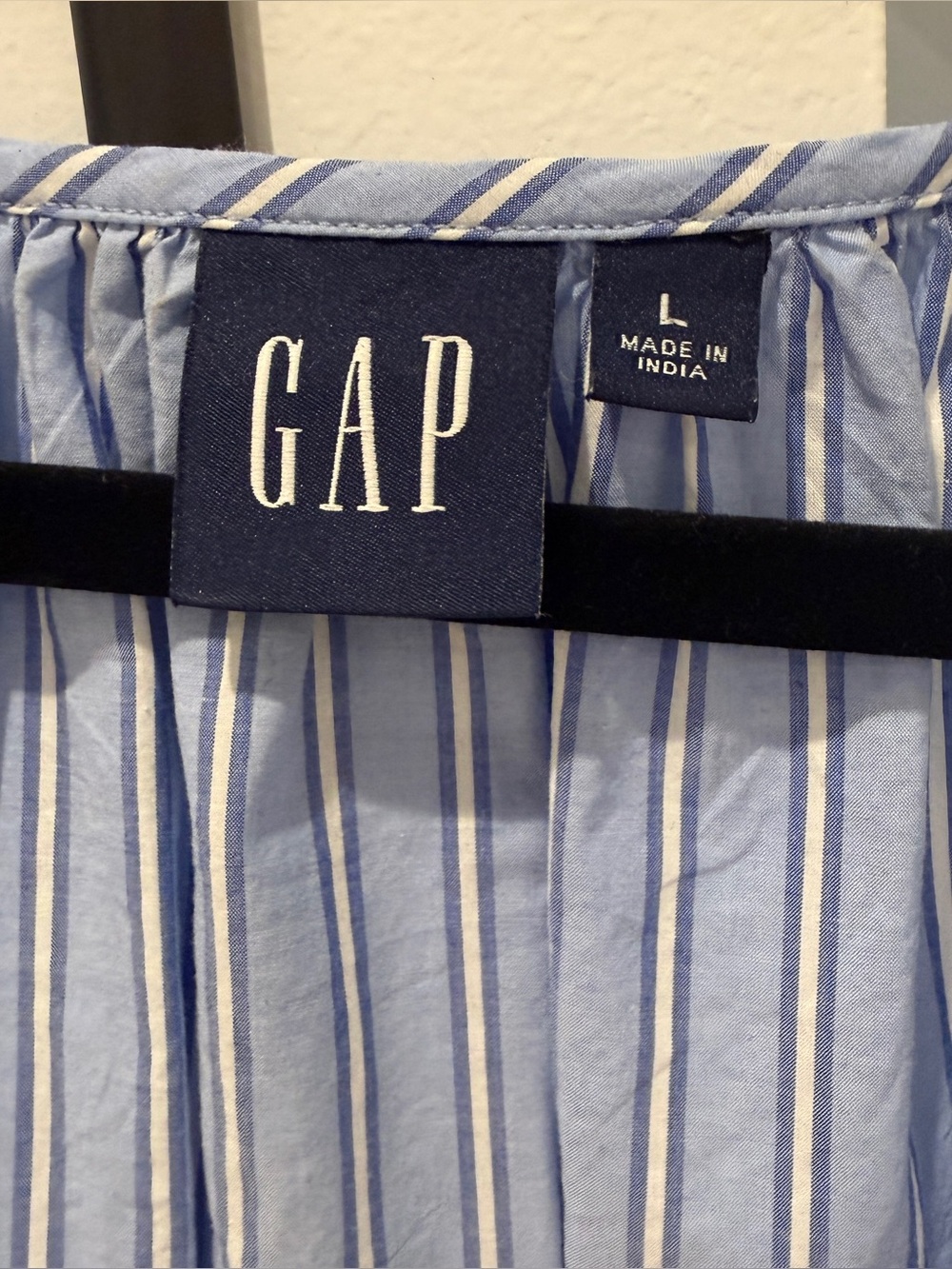 Gap - puff sleeve midi dress - blue stripe - L - Picture 6 of 6